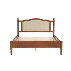Letto matrimoniale Queen in legno naturale con testiera in rattan, 2 persone
