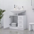 Mobiletto lavabo bagno rettangolare bianco – Monoutente, Legno lavorato, 1 ripiano