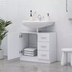 Mobiletto lavabo bagno rettangolare bianco – Monoutente, Legno lavorato, 1 ripiano