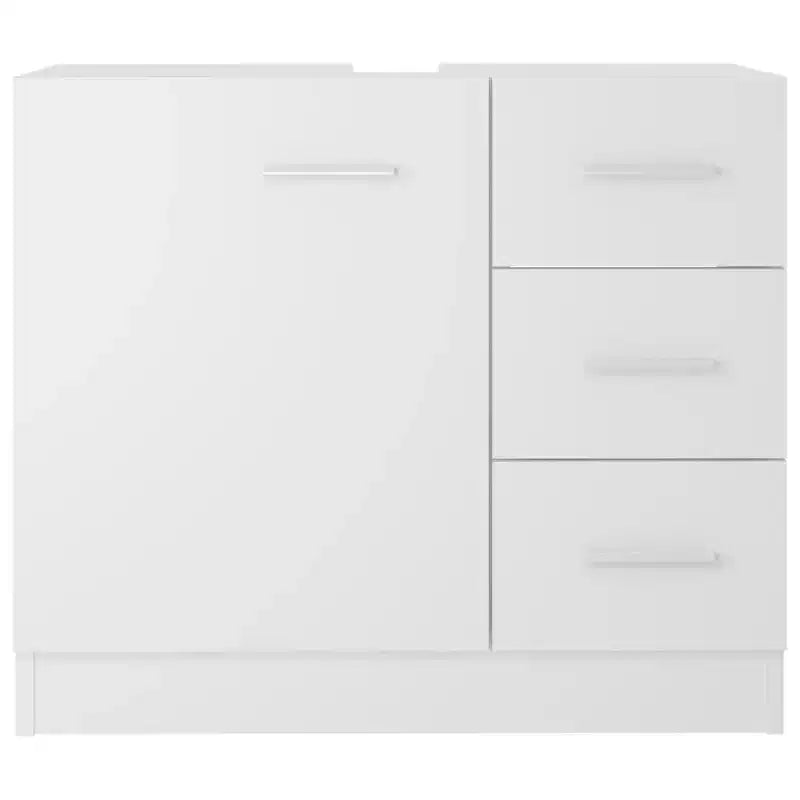 Mobiletto lavabo bagno rettangolare bianco – Monoutente, Legno lavorato, 1 ripiano