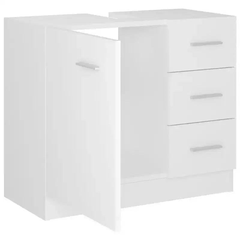 Mobiletto lavabo bagno rettangolare bianco – Monoutente, Legno lavorato, 1 ripiano