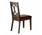 Set di 2 sedie da pranzo senza braccioli, lino marrone / struttura in legno espresso