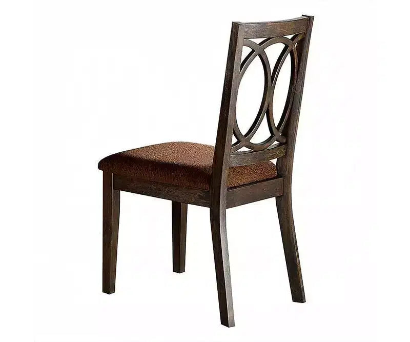 Set di 2 sedie da pranzo senza braccioli, lino marrone / struttura in legno espresso