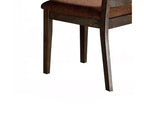 Set di 2 sedie da pranzo senza braccioli, lino marrone / struttura in legno espresso