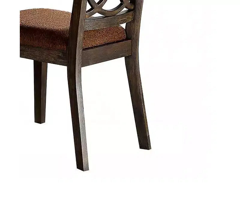 Set di 2 sedie da pranzo senza braccioli, lino marrone / struttura in legno espresso