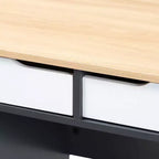 Scrivania per computer a 2 cassetti grigio/bianco/rovere, 1 persona