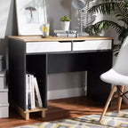 Scrivania per computer a 2 cassetti grigio/bianco/rovere, 1 persona