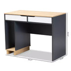 Scrivania per computer a 2 cassetti grigio/bianco/rovere, 1 persona