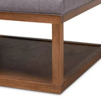Poggiapiedi Tufted Quadrato, 1 Posto, Beige e Grigio/Noce
