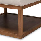 Poggiapiedi Tufted Quadrato, 1 Posto, Beige e Grigio/Noce