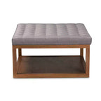 Poggiapiedi Tufted Quadrato, 1 Posto, Beige e Grigio/Noce