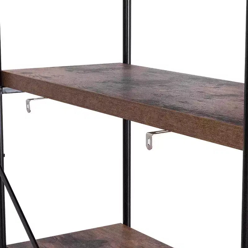 Scaffale industriale a 5 ripiani in marrone rustico e nero, monouso