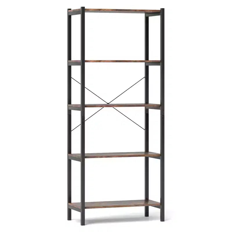 Scaffale industriale a 5 ripiani in marrone rustico e nero, monouso