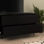 Mobile porta TV moderno di metà secolo nero / noce con cassetti, adatto per TV fino a 60 pollici